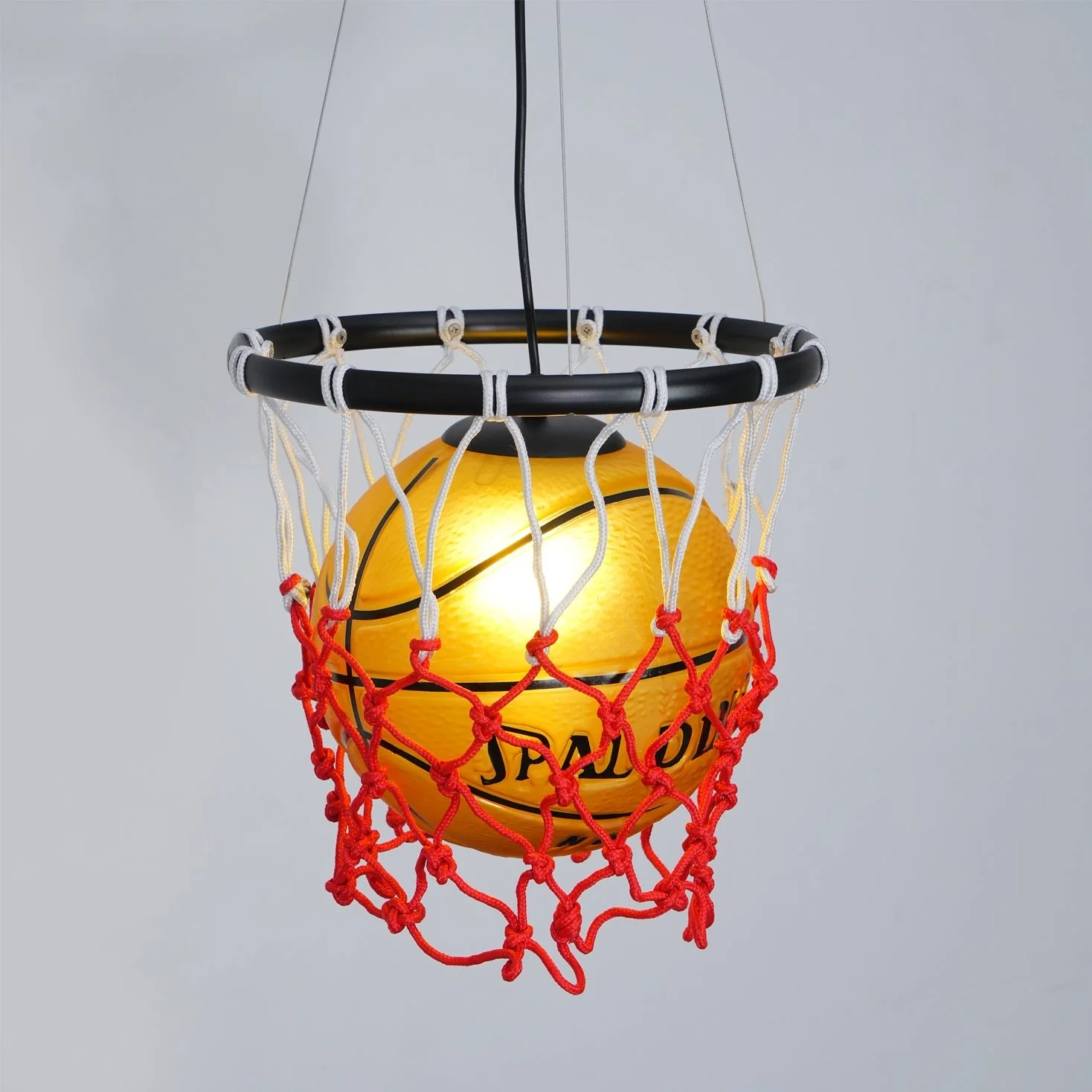 Подвесной светильник Basketball - ∅32см x 35см, черный, желтый, холодный свет