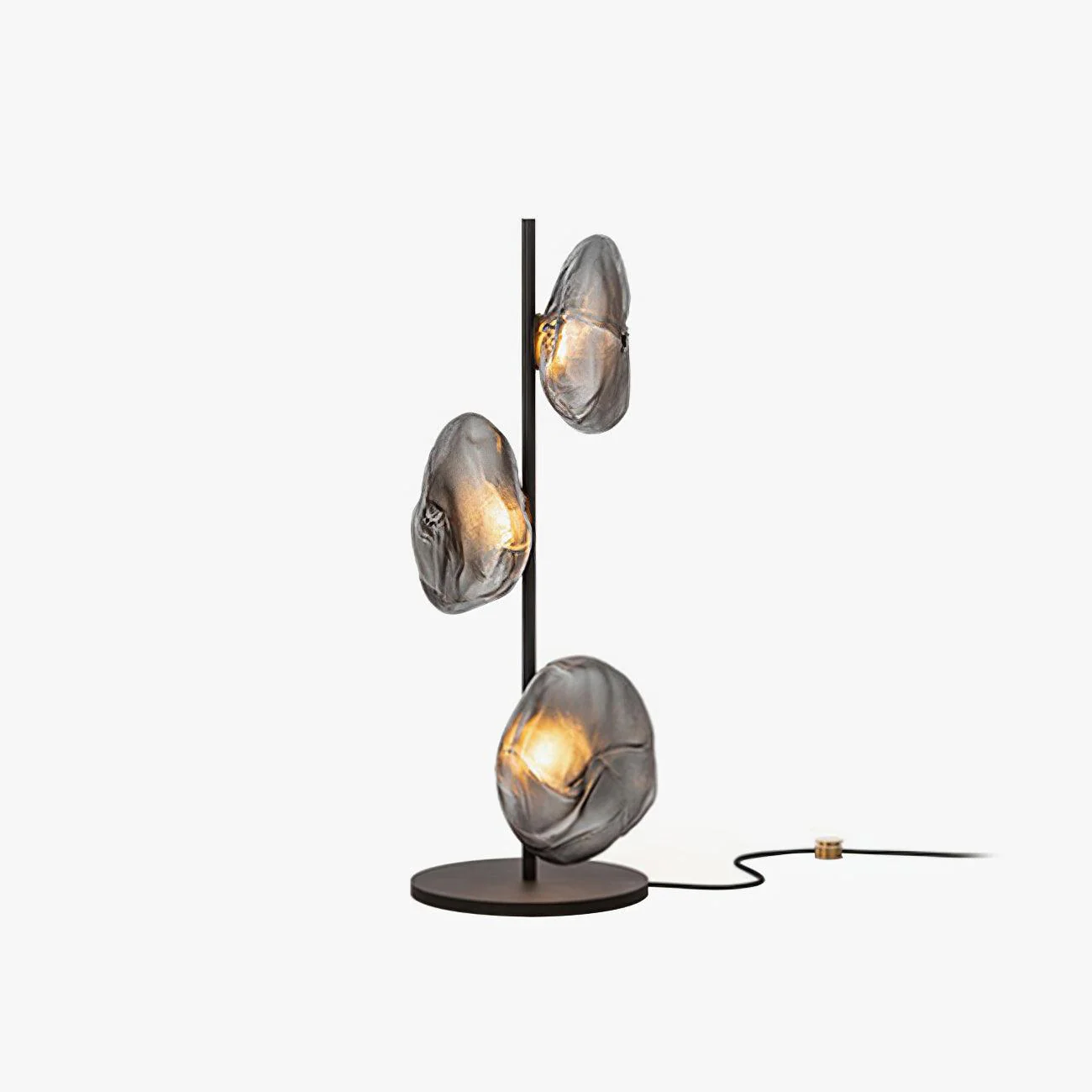 Glass Petals Table Lamp - ∅ 13.8″ x H 35.4″ / Dia 35cm x H 90cm / Gold+Smoke gray / US plug