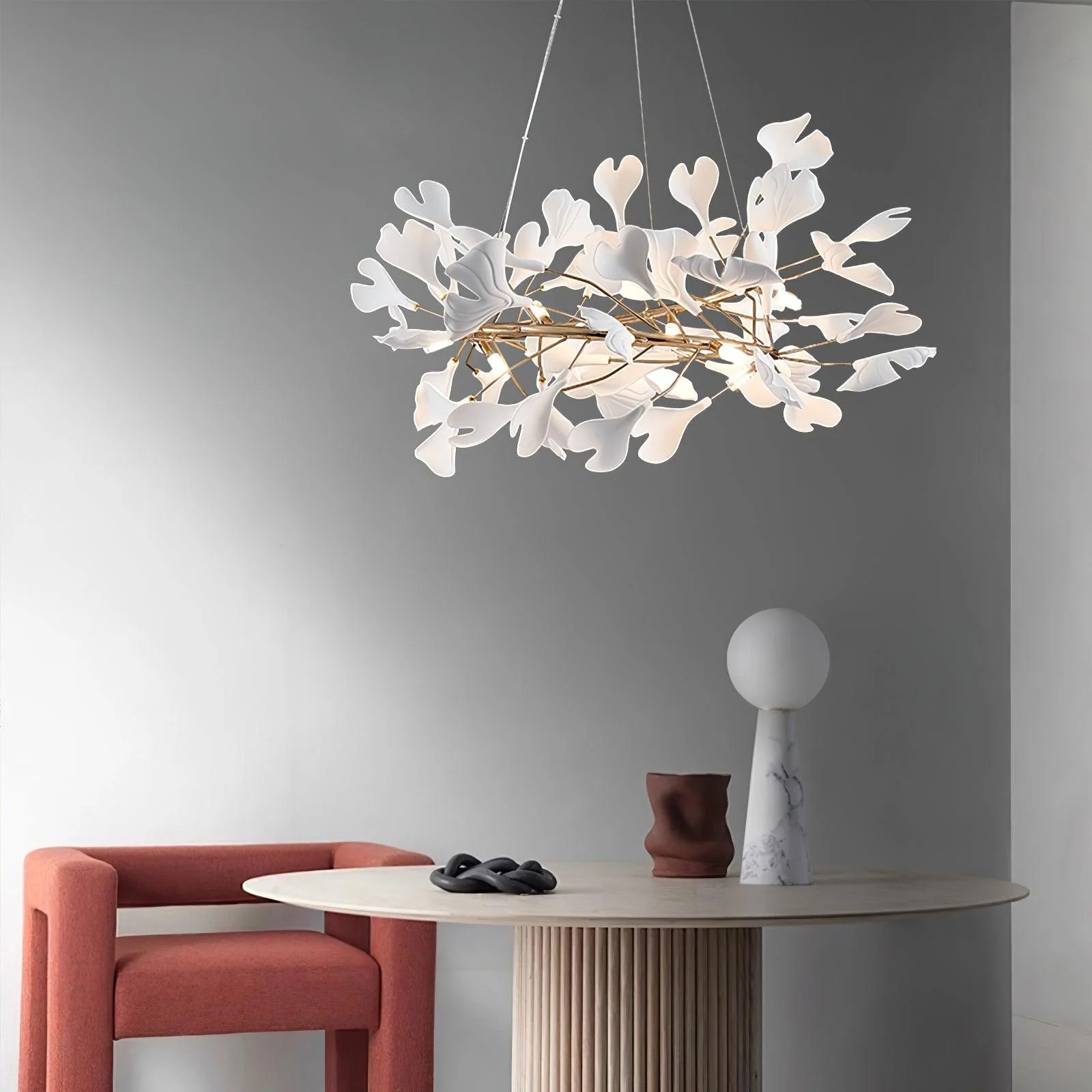 Люстра Gingko U - ∅100см x 30см, золотой, белый, только для больших помещений