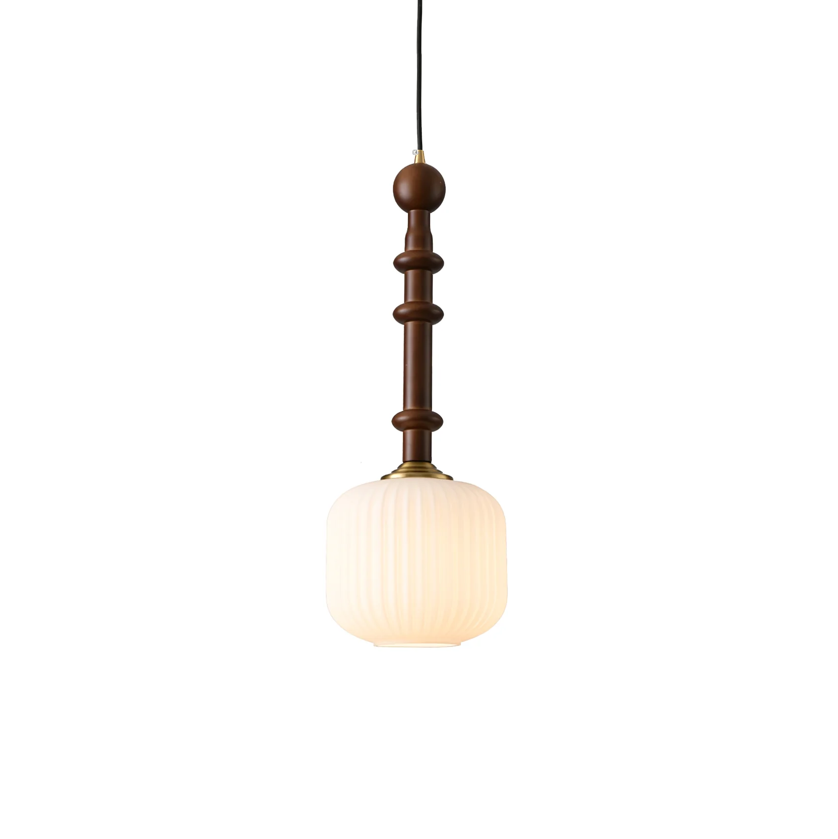 Подвесной светильник Edison Wood - ∅30см x 50см, орех, белый