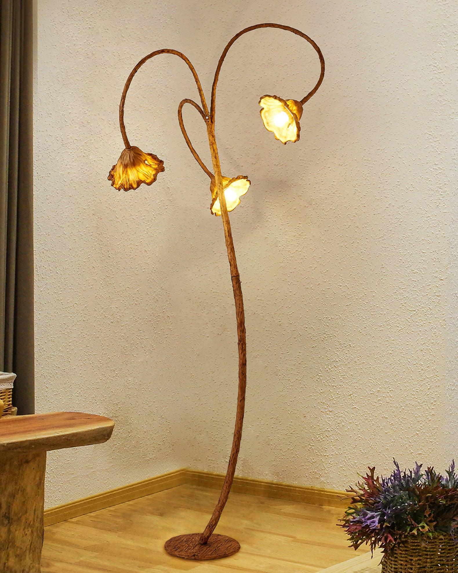 Торшер Artistic Lotus Leaf - 1 плафон ∅56см х 176см, орех