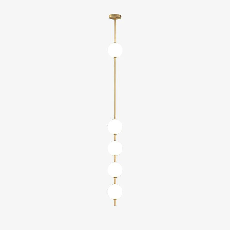 Подвесной светильник Vertical Balls - 5 источников света ∅12см х 154см, латунь, пластиковый шар, теплый свет