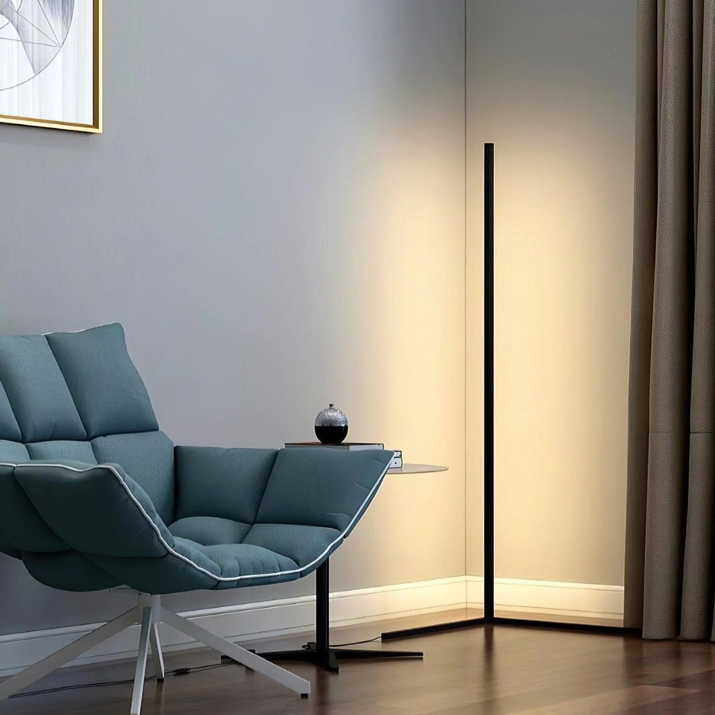 Торшер Minimalist LED - ∅40см x 140см, черный, диммер, пульт ДУ
