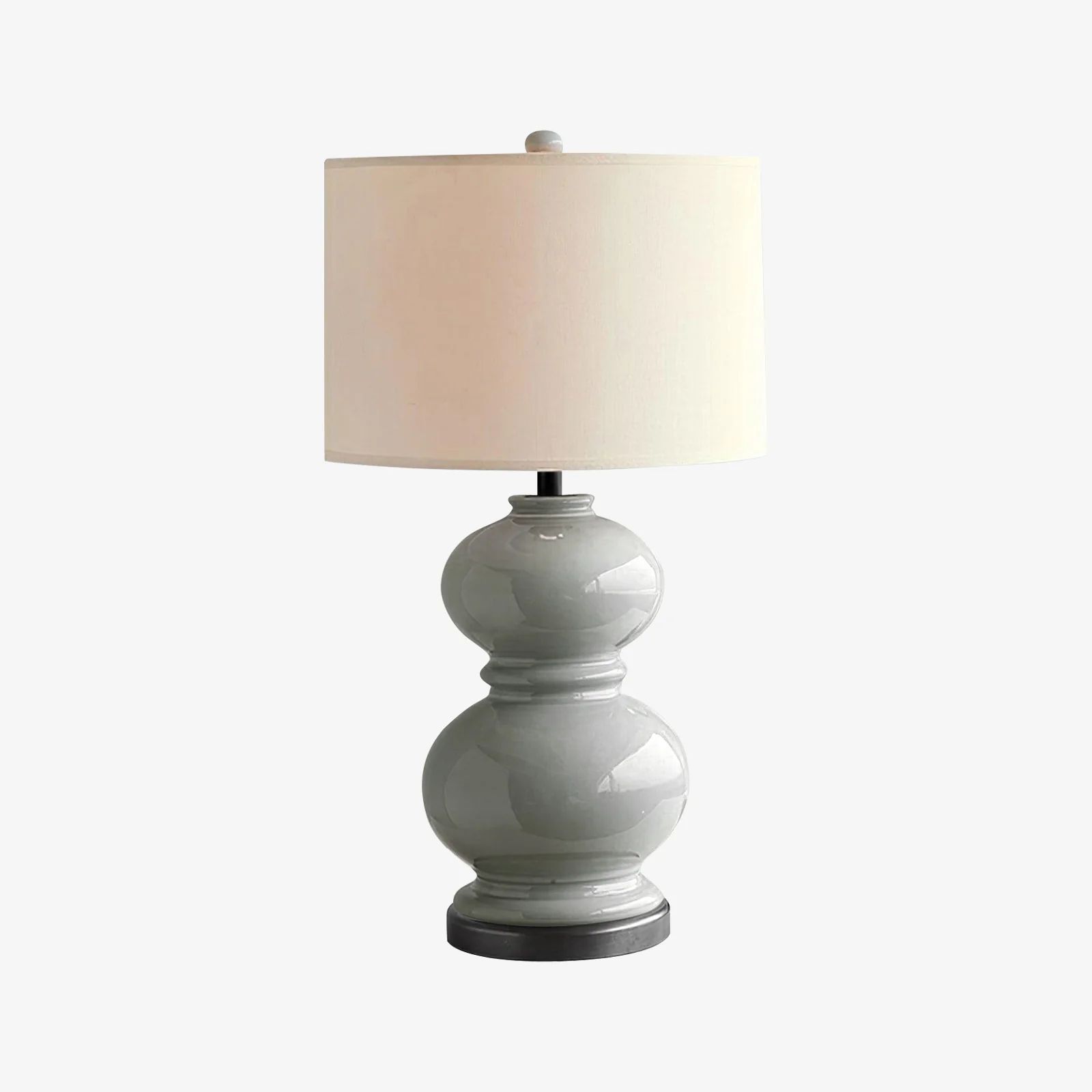 Ceramic Gourd Table Lamp - ∅ 14.9″ x H 26.7″ / Dia 38cm x H 68cm / White / US plug