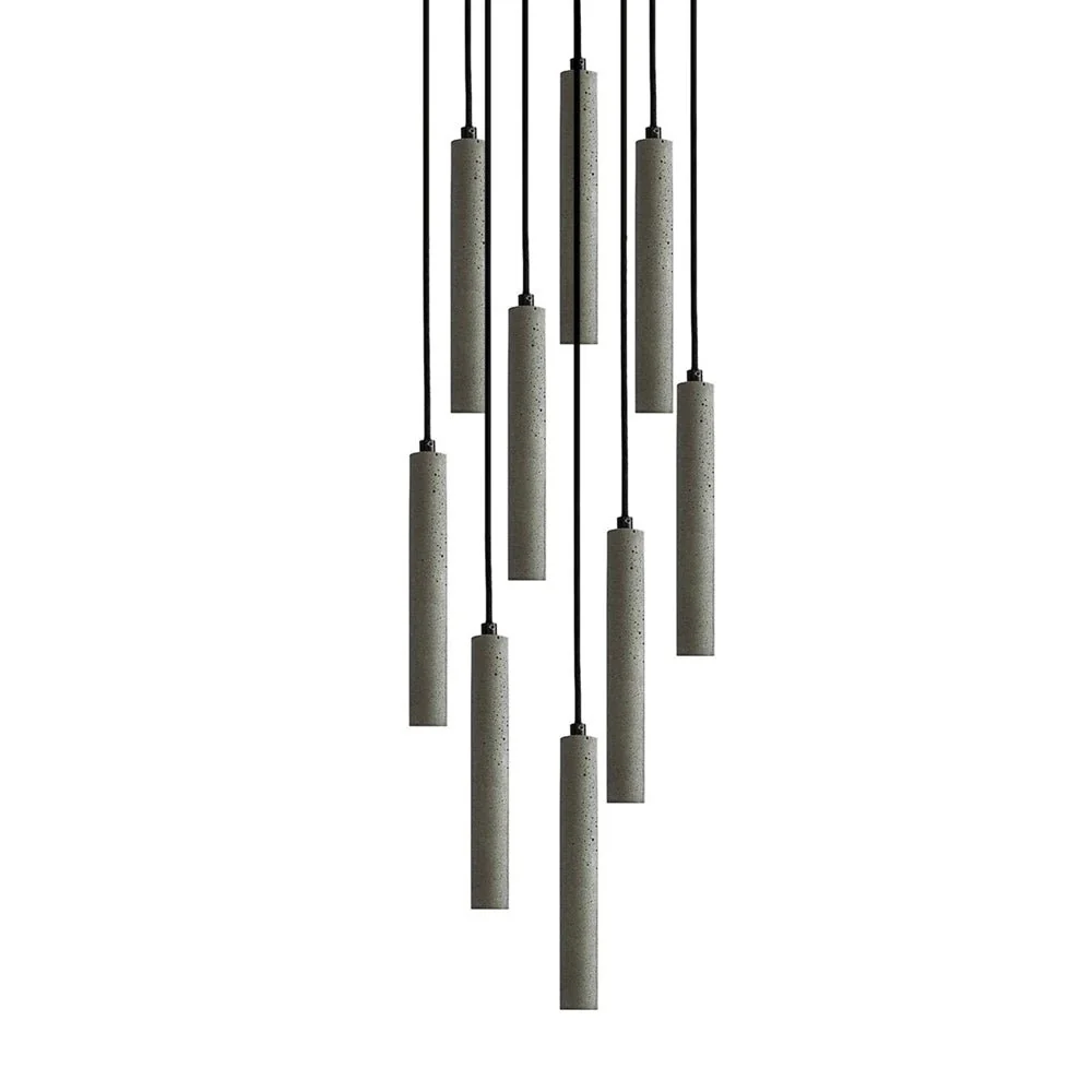 Подвесной светильник Bang Concrete - 8 подвесов ∅30см x 200см, серый бетон