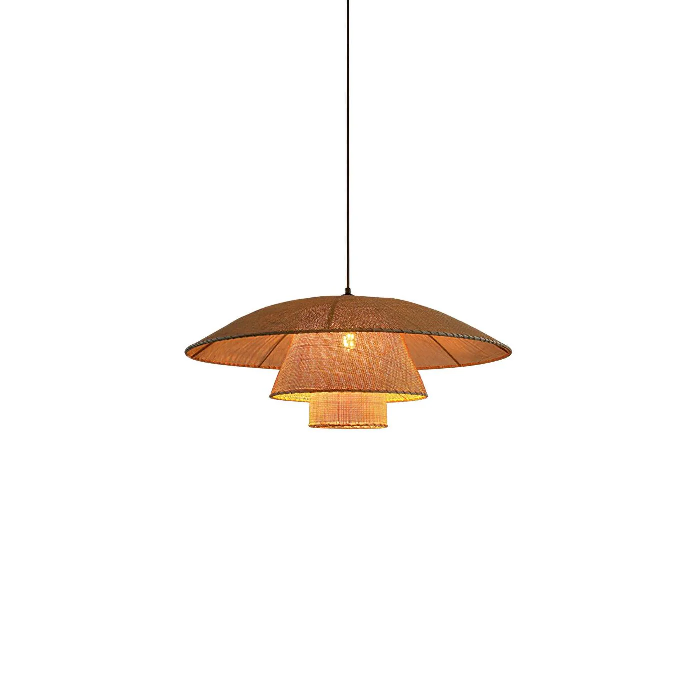 Подвесной светильник Hat Weave Rattan - ∅60см x 150см, черный, натуральный ротанг
