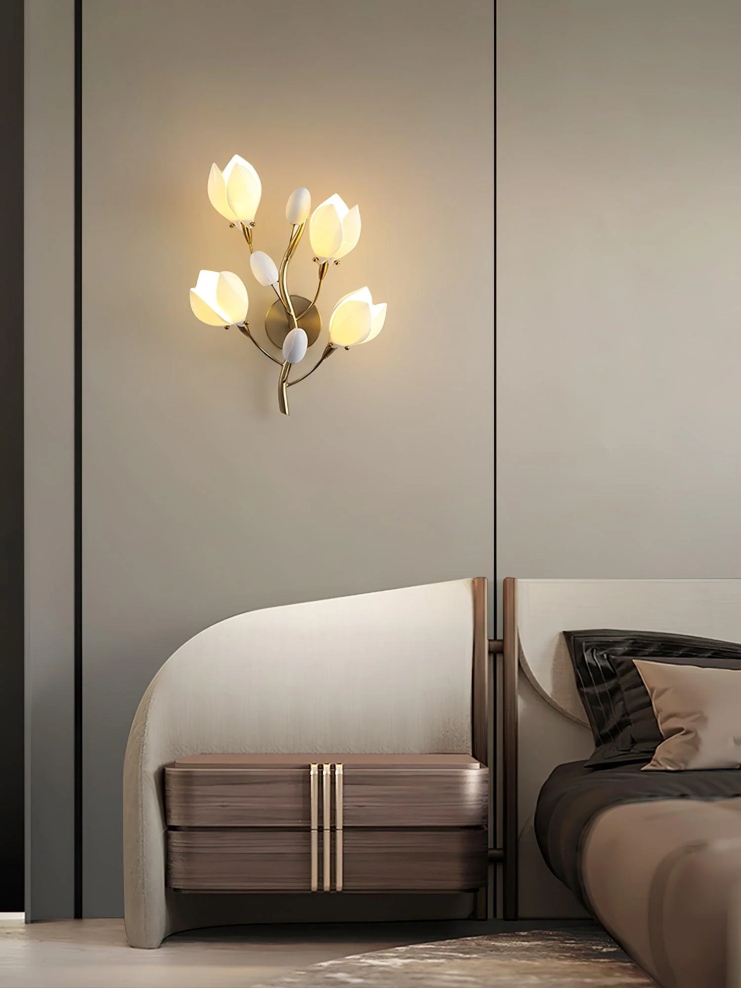 Настенный светильник Magnolia - ∅35см x 45см, золотой, белый