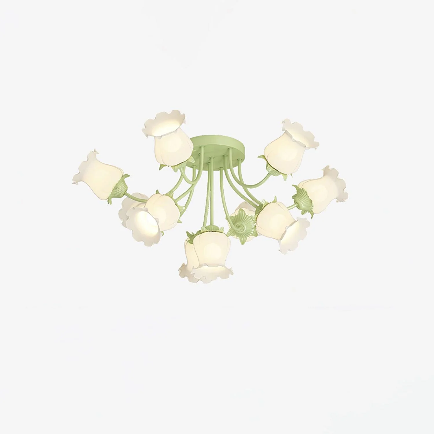 Потолочный светильник Garden Flower - модель A, 7 источников света ∅69см x 40см, зеленый, белый