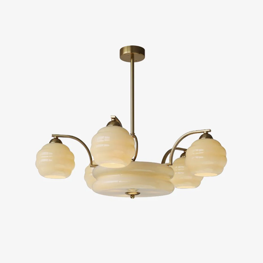 Люстра Art Deco Vintage - 3+1 плафона ∅62см x 28см, золотой, белый