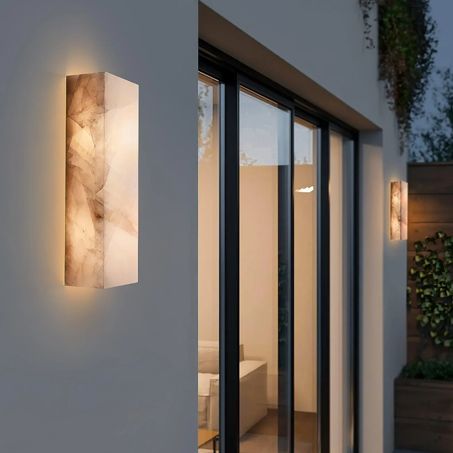 Настенный светильник Rectangular Alabaster - 16см x 10см x 65см, белый, холодный свет