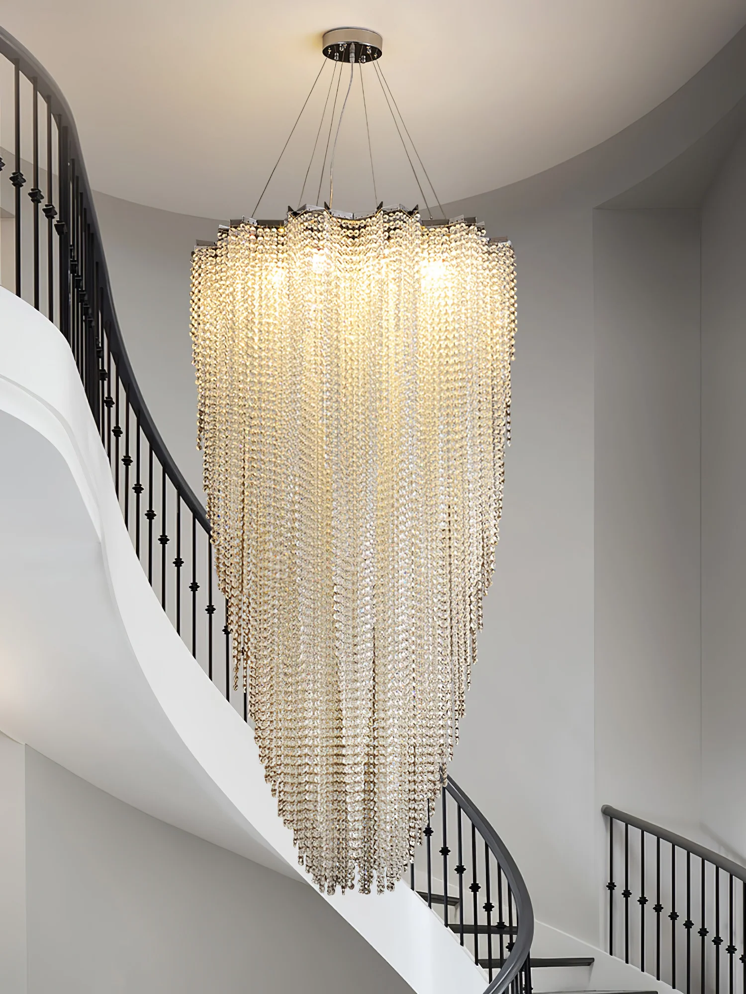 Люстра Stalizi Crystal - ∅80см x 150см, хром, прозрачный кристалл
