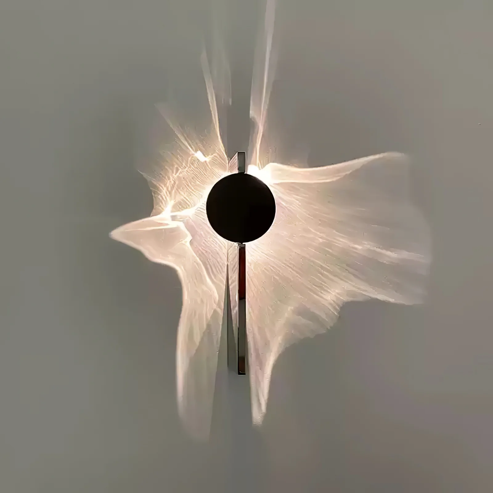 Creative Light And Shadow Wall Lamp - 2-Lights: ∅ 4.1″ x H 14.9″ Set of 2 / Chrome & Black / Warm Light