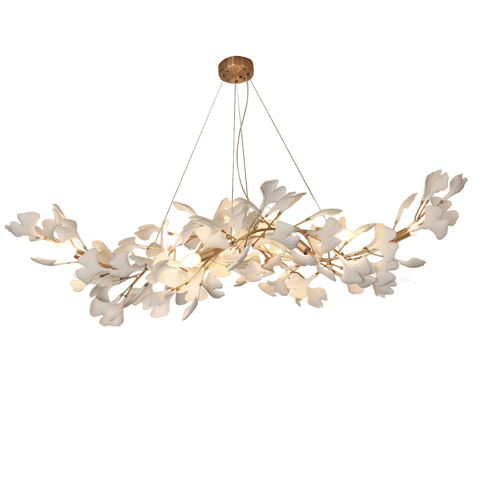 Люстра Gingko K - 120см x 50см x 150см, золотой, белый