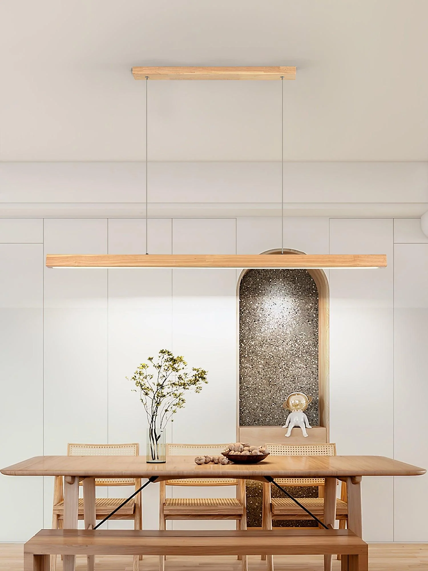 Подвесной светильник Linear Wooden - 100см х 150см, орех, теплый свет, 19W