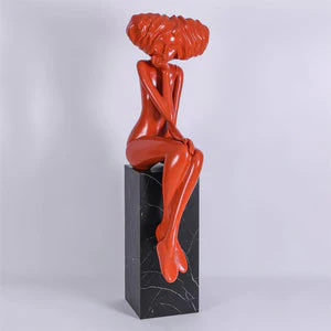 Girl Meditate Sculpture Ornaments - ∅65см x 70см x 152см, синий, металлическое основание