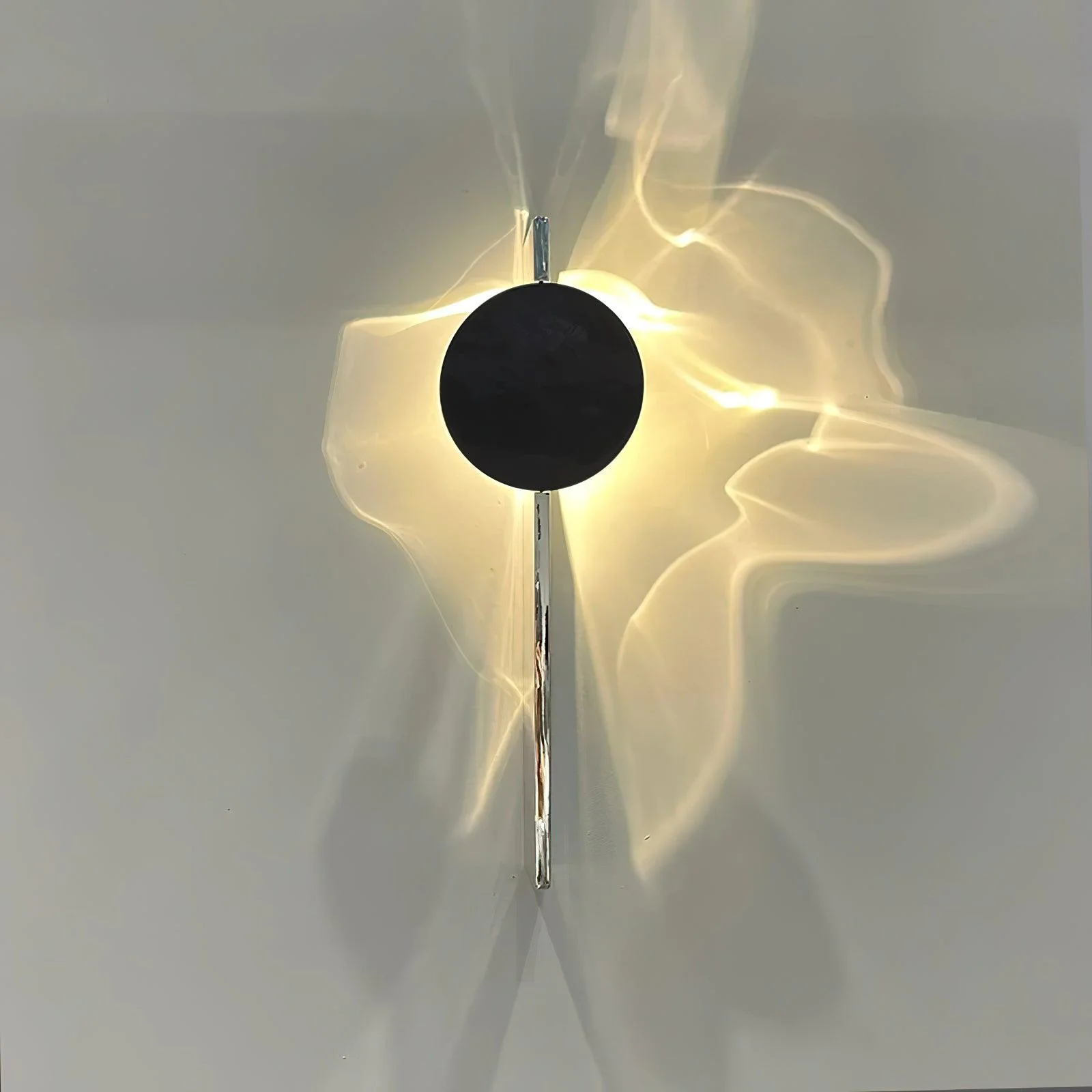 Creative Light And Shadow Wall Lamp - 2-Lights: ∅ 4.1″ x H 14.9″ Set of 2 / Chrome & Black / Warm Light