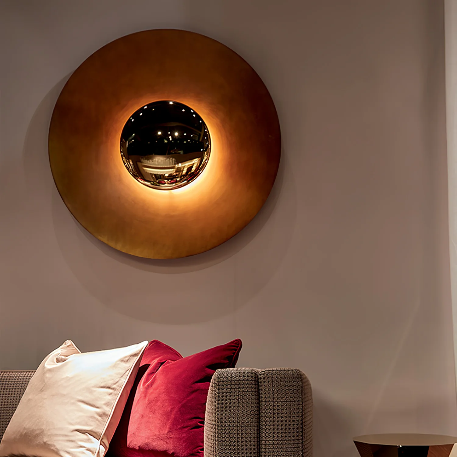 Simplicity Glow Wall Light - ∅ 15.7″ x H 15.7″ Set of 2 / White & Antique copper / Warm Light