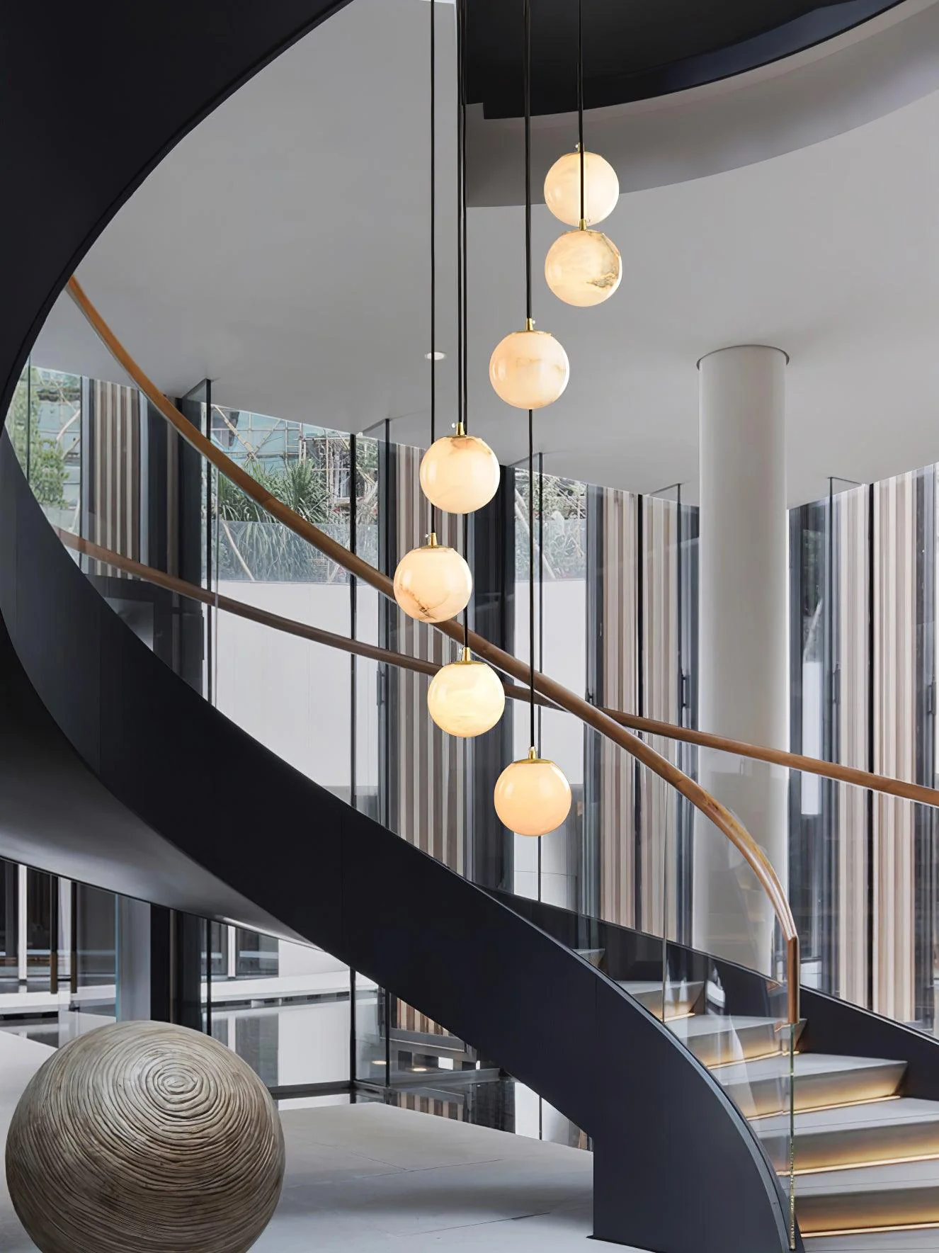 Люстра Alabaster Balls Cluster - 9 подвесов 40см x 40см x 200см, черный, белый