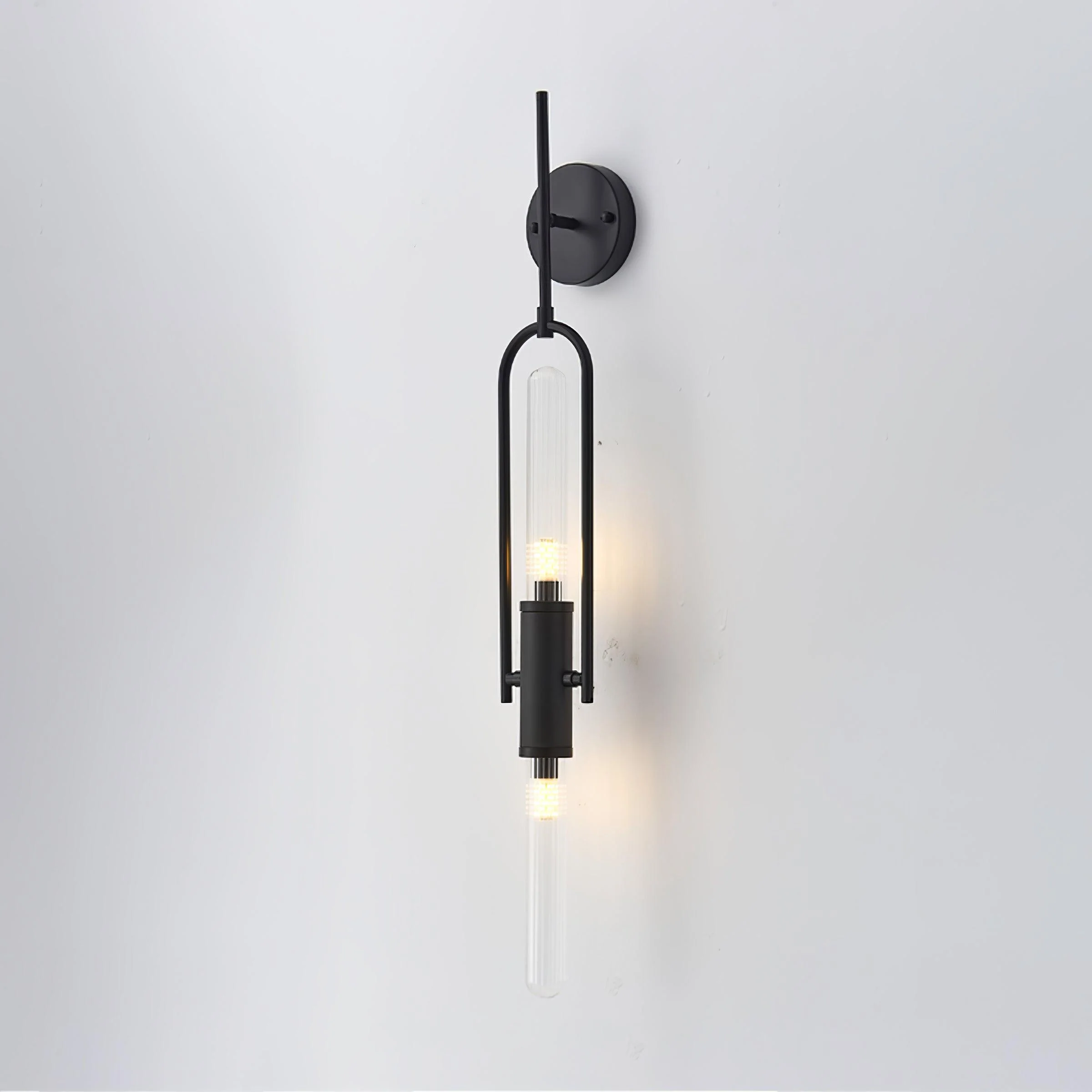 Long Arc Glass Wall Lamp - ∅ 4.7″ x H 39.4″ / Dia 12cm x H 100cm Set of 2 / Brass & Clear