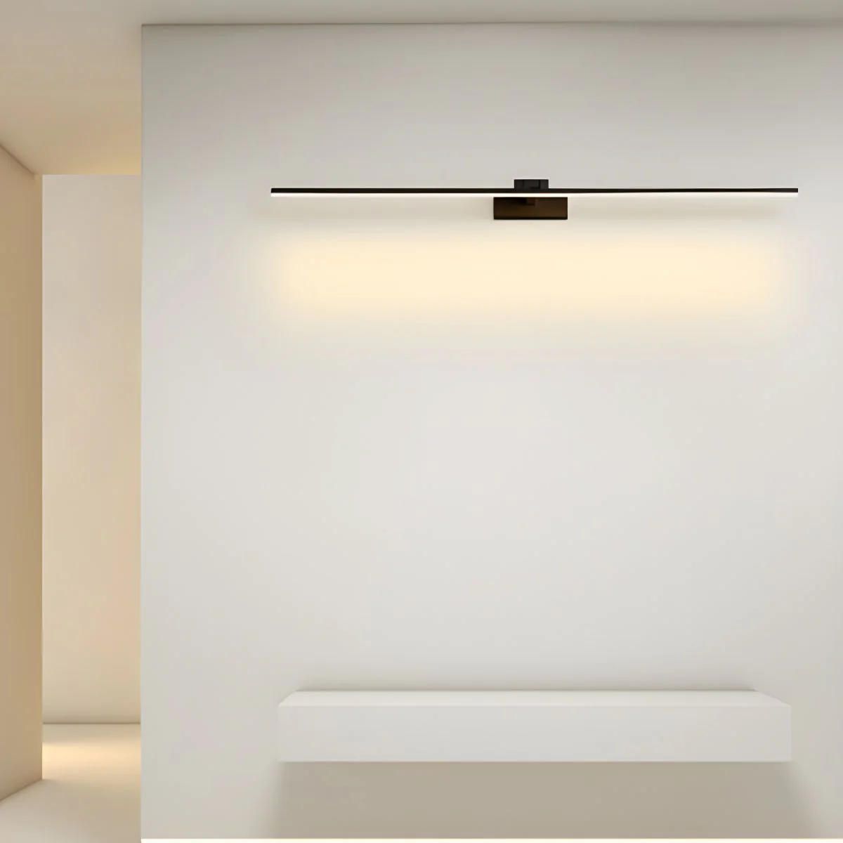 Настенный светильник Linear Bathroom - ∅80см x 6см, черный, теплый свет