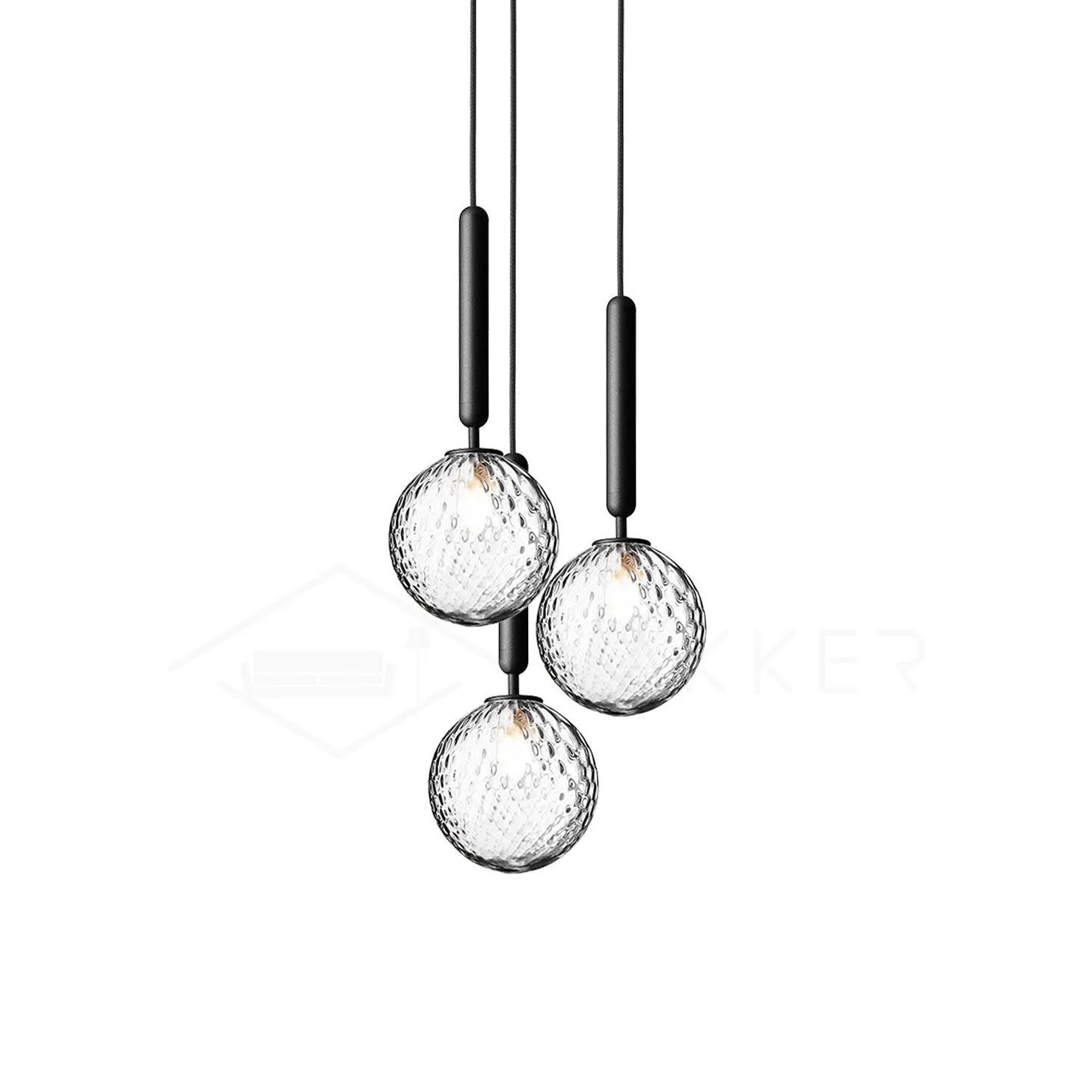 Подвесной светильник Luminae - 3 подвеса ∅20см x 150см, золотой, белый