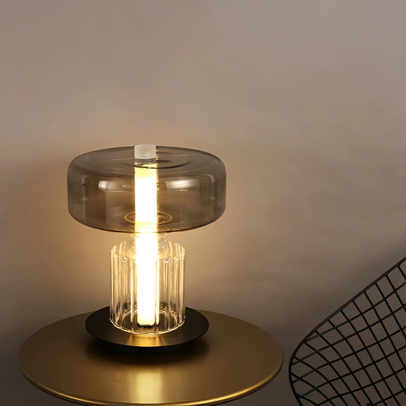 Rapanui Table Lamp - ∅ 11″ x H 13.7″ / Dia 29cm x H 35cm / Smoky gray / UK plug