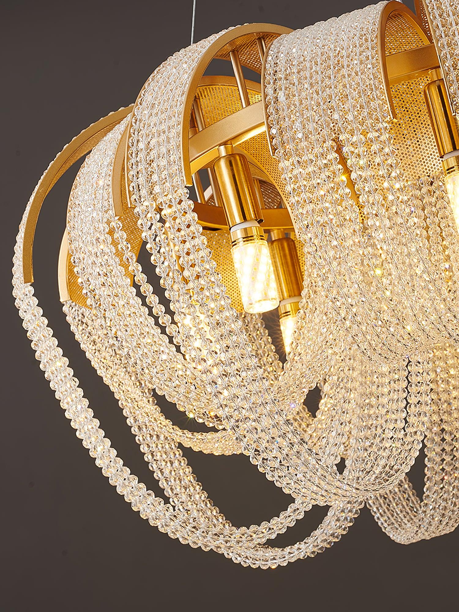 Люстра Mesh Crystal - 9 плафонов ∅84см x 50см, золотой