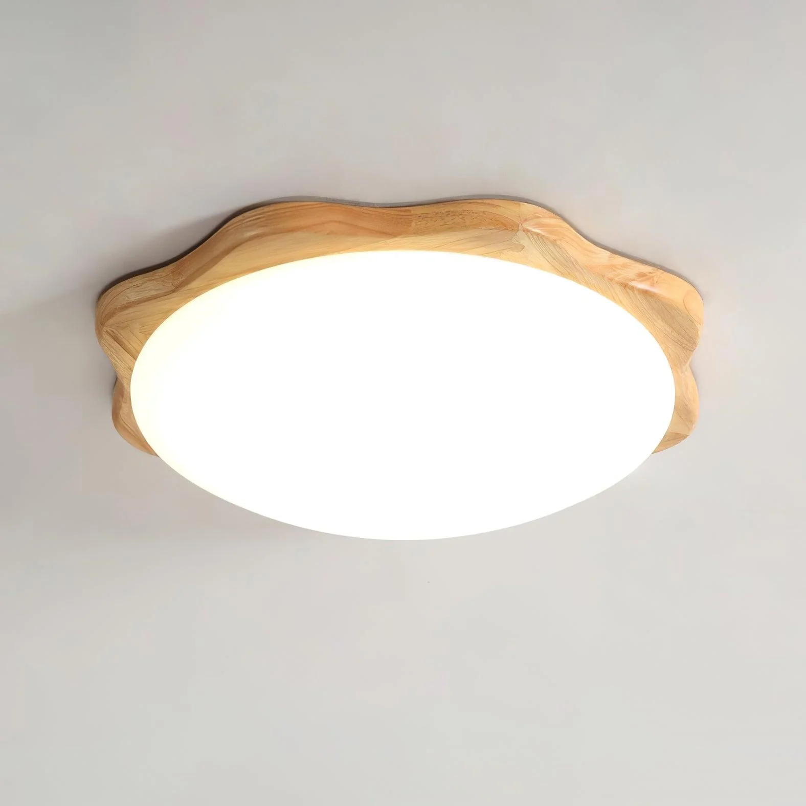 Потолочный светильник Drum Wood - круг, ∅40см x 10см, дерево, 3000-6500К