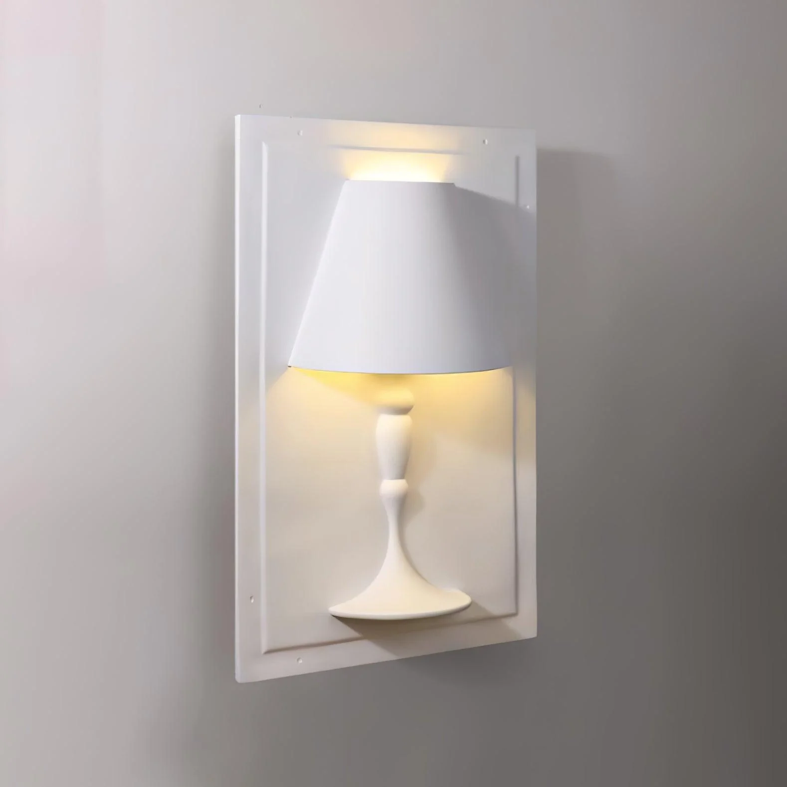 Plaster Picture Wall Lamp - ∅ 15.6″  x H 25.8″ / Dia 39.5cm x H 65.5cm Set of 2 / White / Cool Light