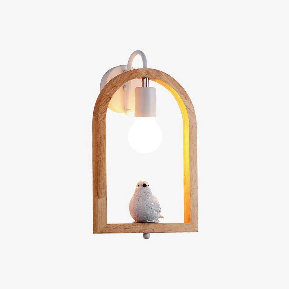 Wood Bird Resin Wall Light - Model B Set of 2 / Wooden