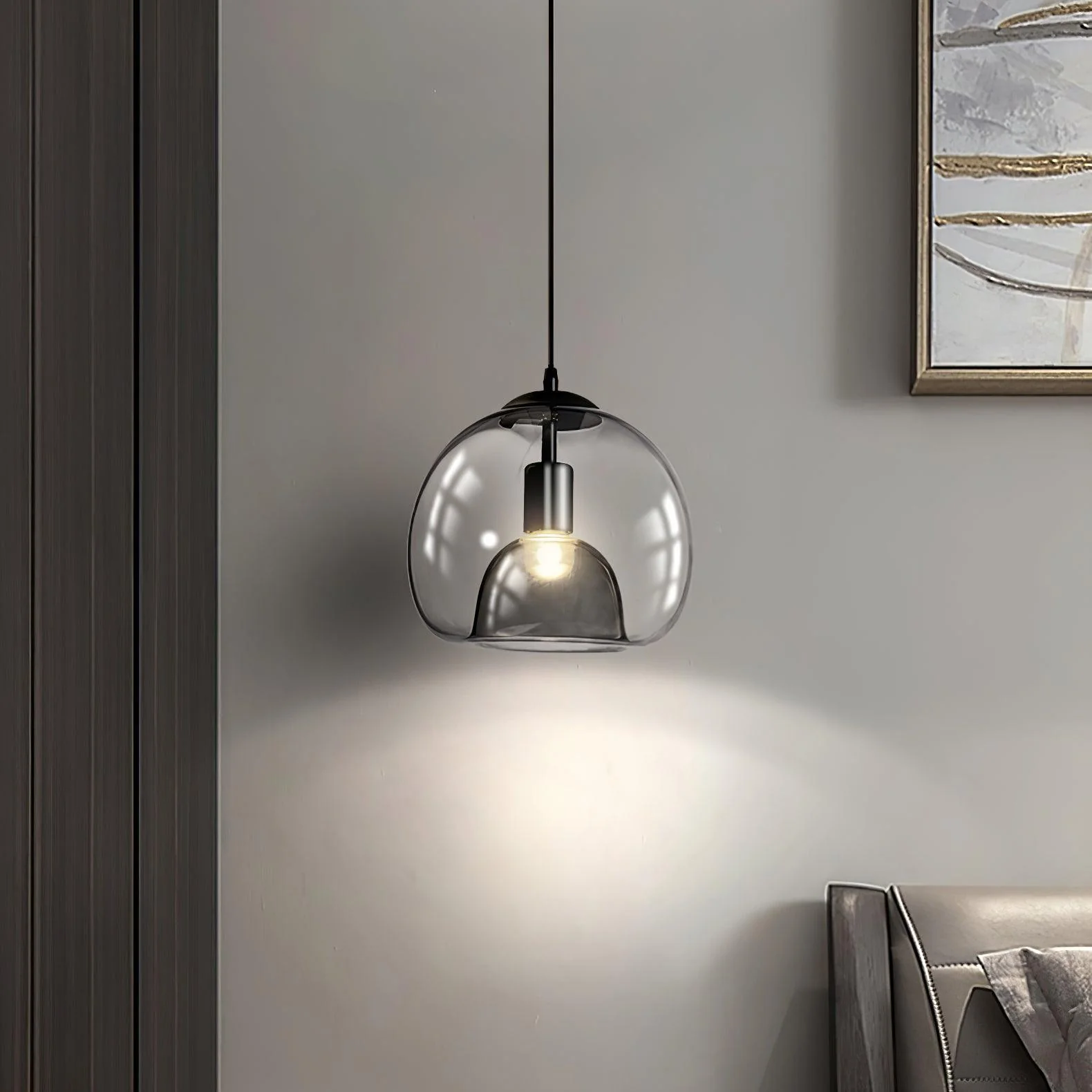 Подвесной светильник Pearl Essence - ∅23см x 21см, черный, прозрачный