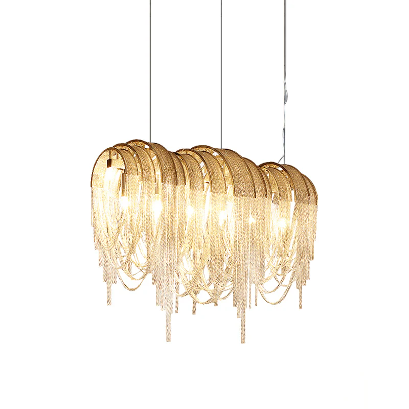 Люстра Length Chains - длинная, 181см x 42см x 78см, розовое золото