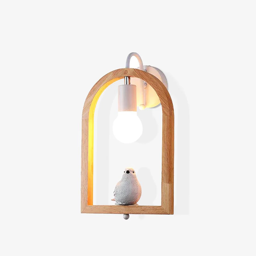 Wood Bird Resin Wall Light - Model B Set of 2 / Wooden