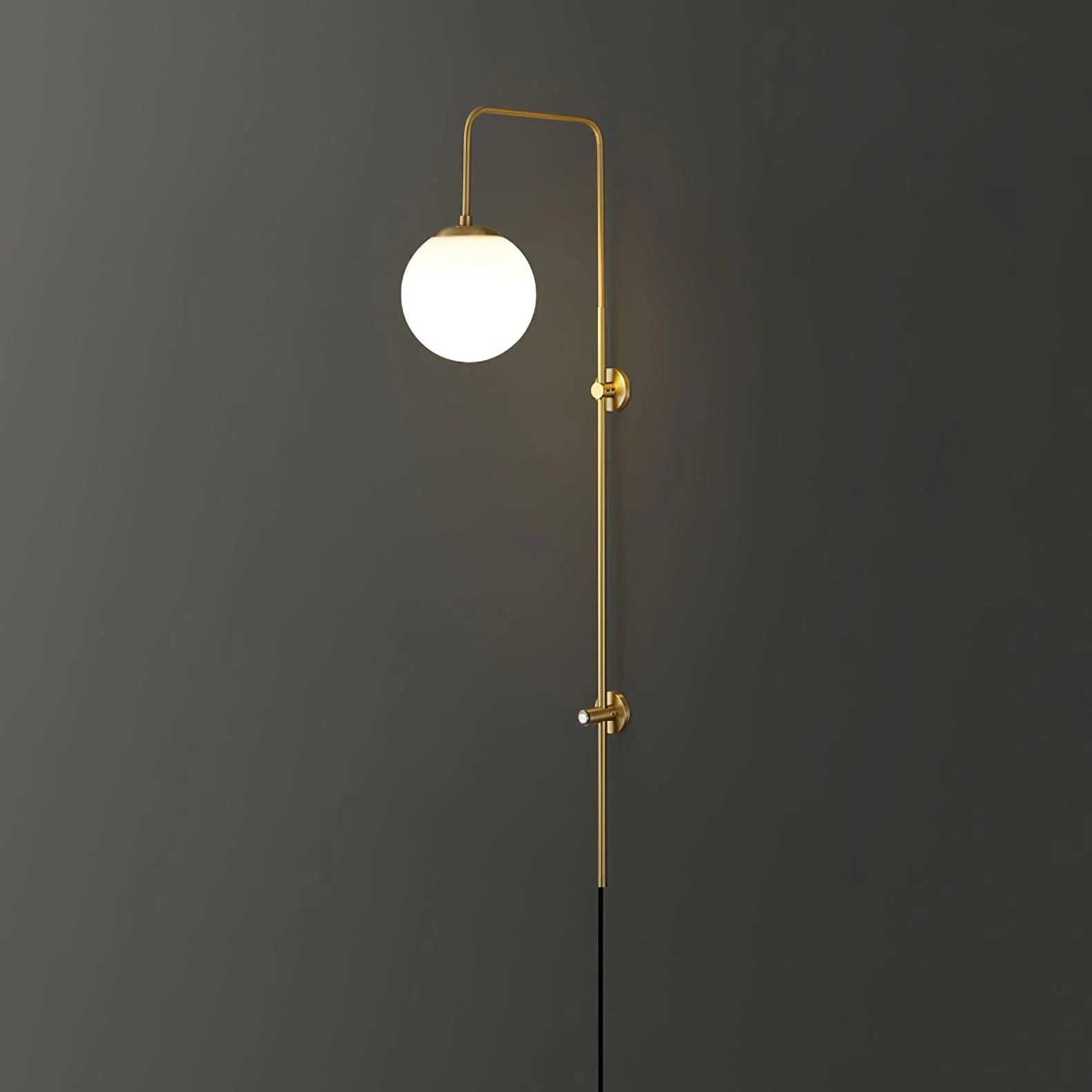 Настенный светильник Globe Brass Plug-in - ∅15см х 120см, золотой, белый