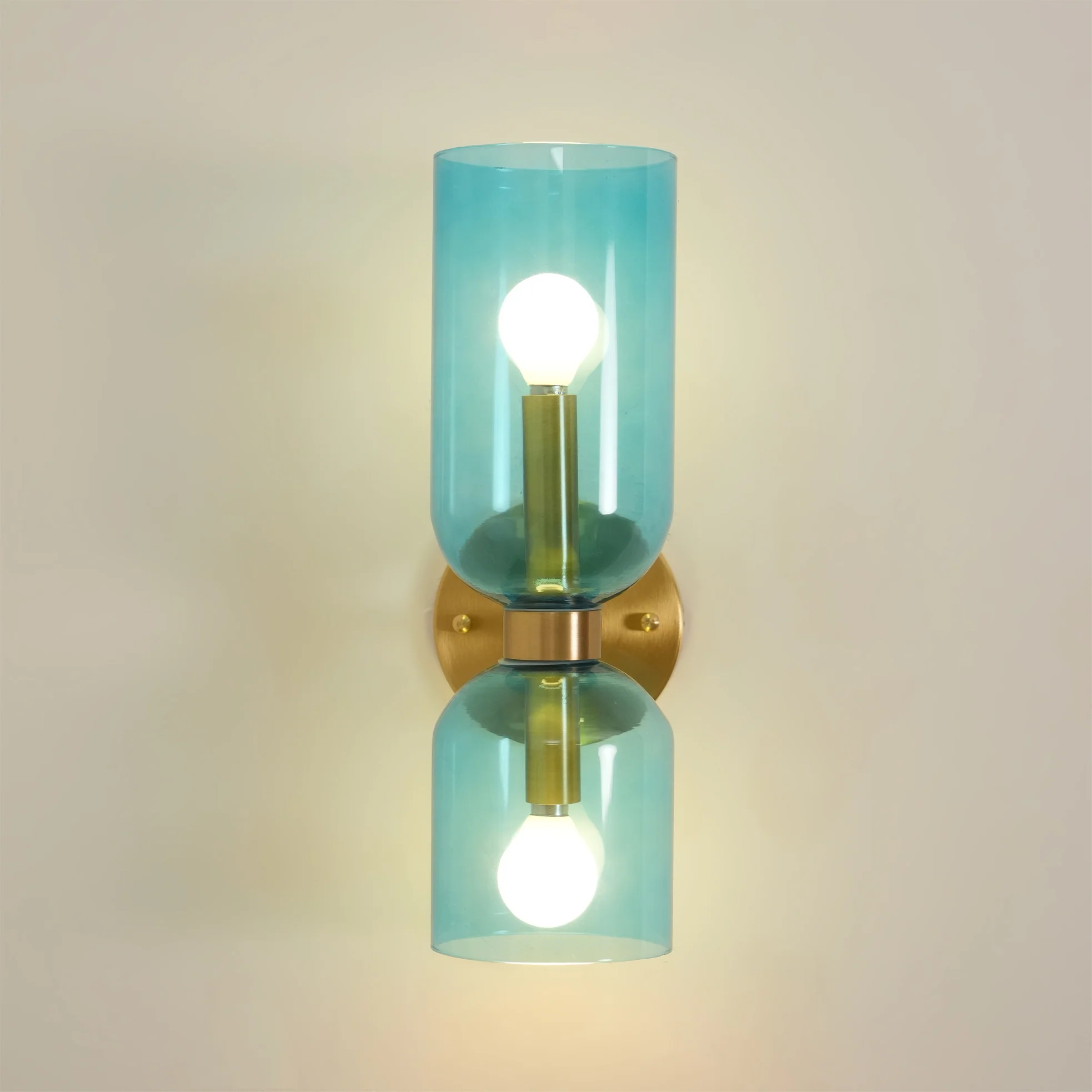 Edie Wall Lamp - ∅ 4.7″ x H 13.8″ / Dia 12cm x H 35cm Set of 2 / Brass / Clear