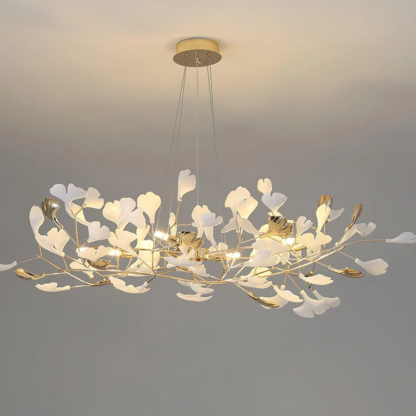 Люстра Gingko R - модель C, 120см x 45см x 45см, золотой, белый