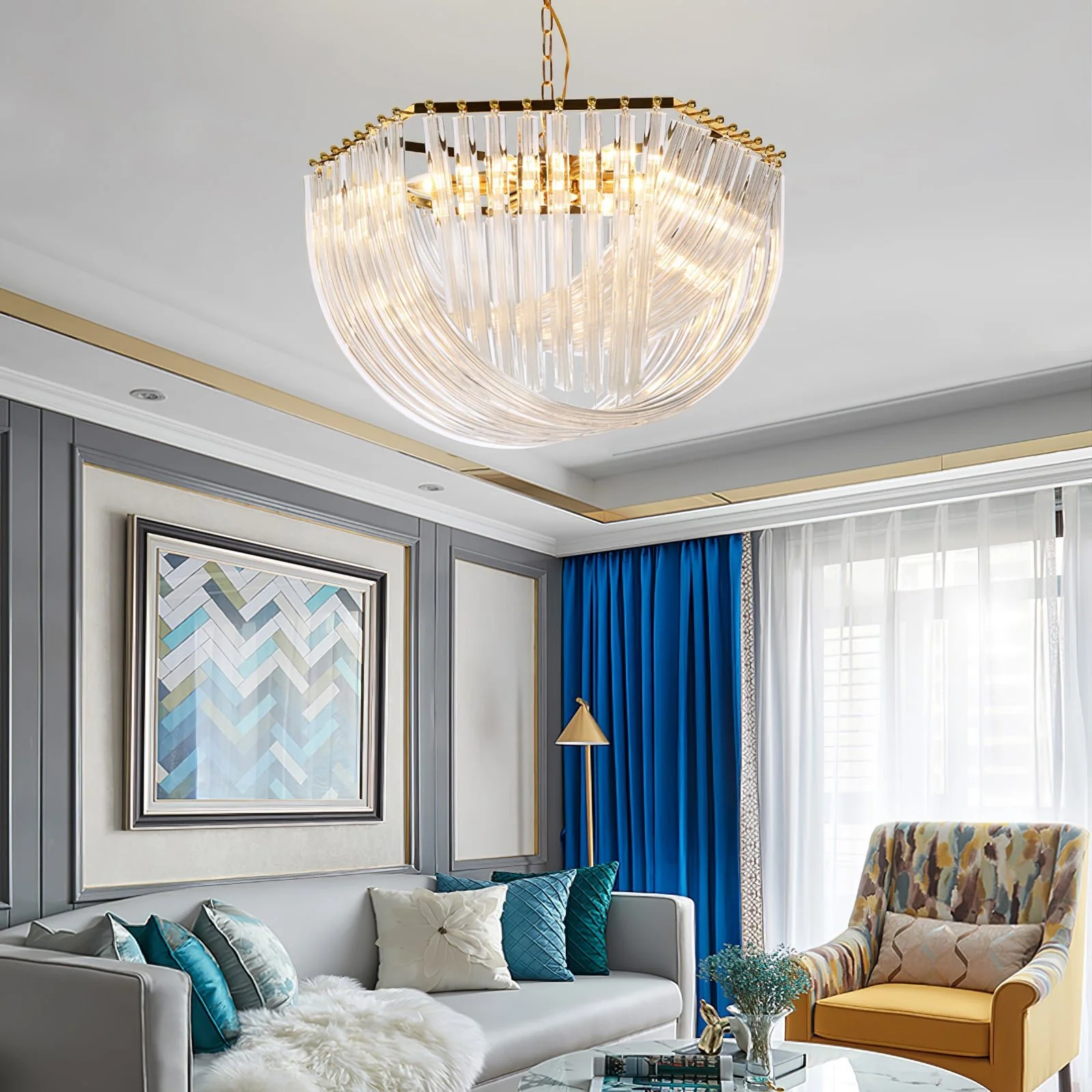 Люстра Trevi Murano - ∅20см x 40см, золотой, прозрачный