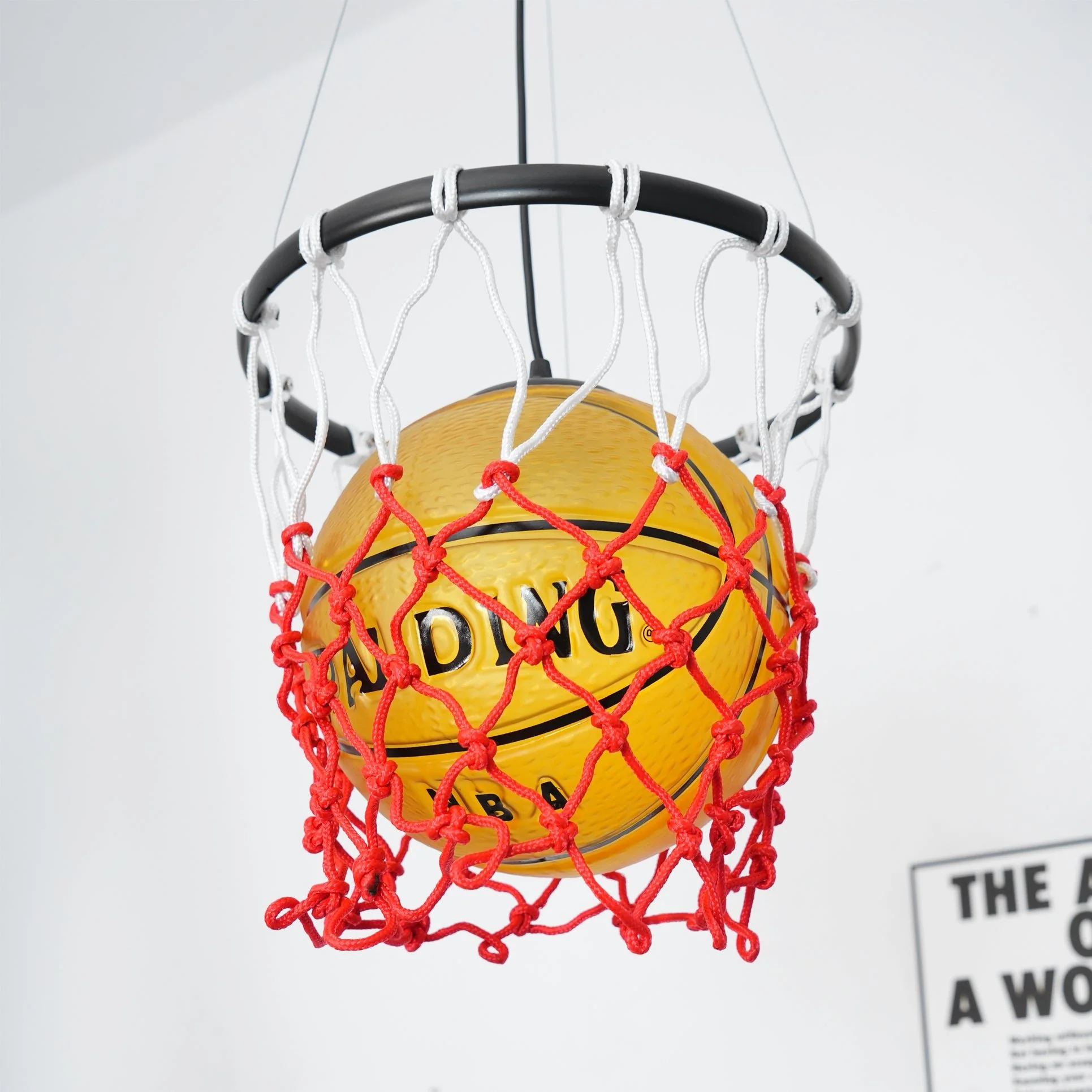 Подвесной светильник Basketball - ∅32см x 35см, черный, желтый, холодный свет