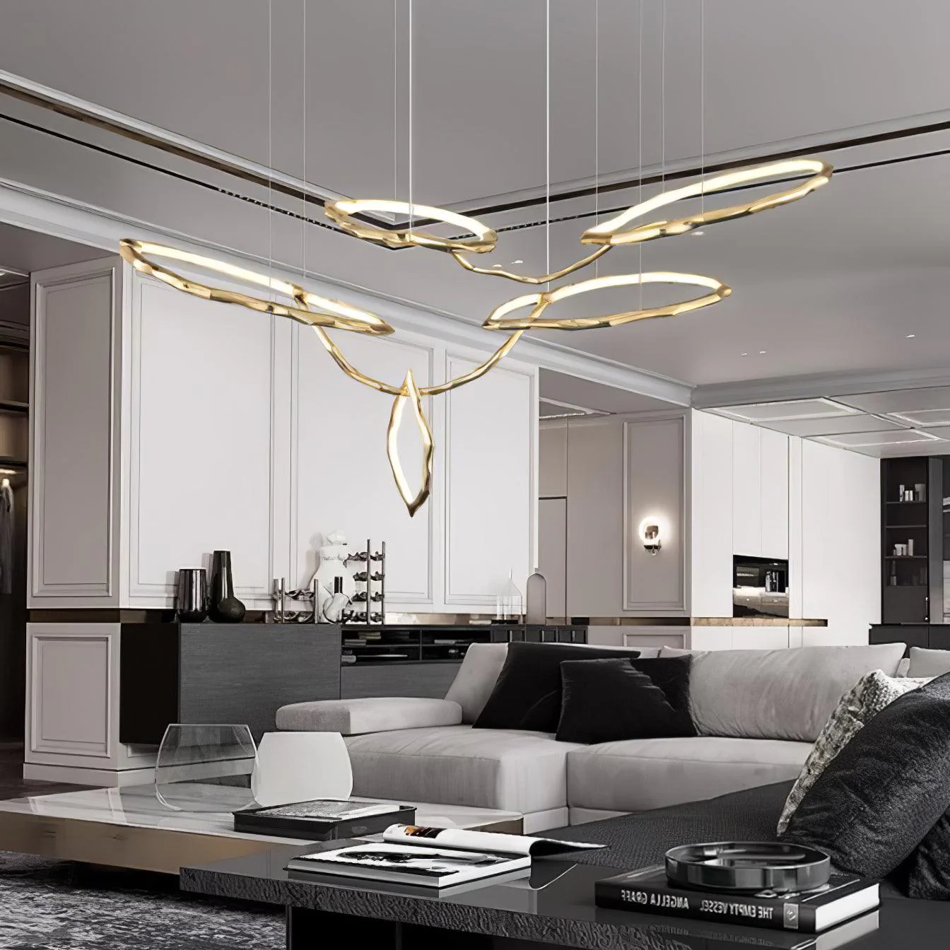 Люстра Cloud Rings Series Brass - ∅823см x 244см x 138см, золотой, белый, теплый свет