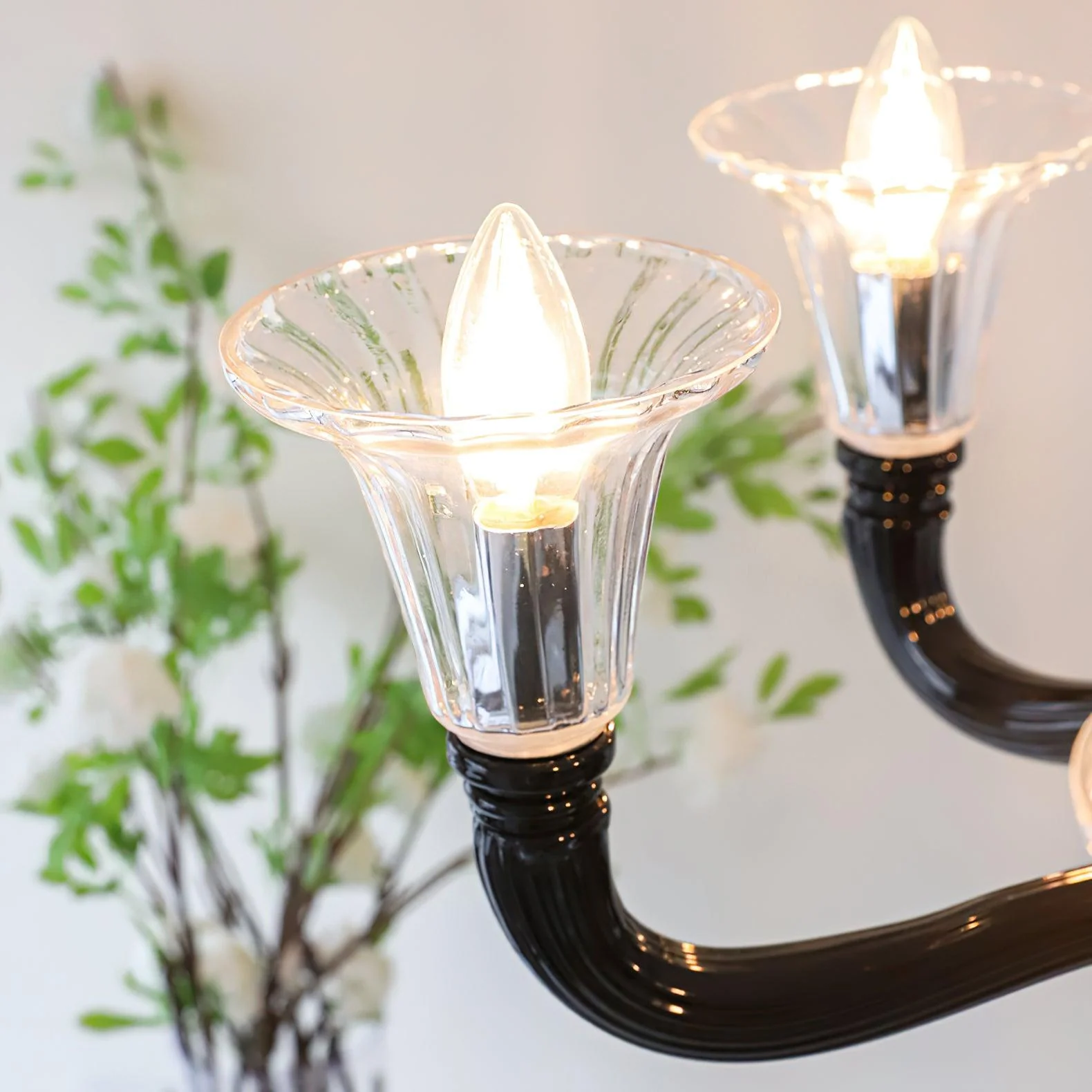 Люстра Murano Candle - 6 плафонов ∅70см х 60см, черный, прозрачный