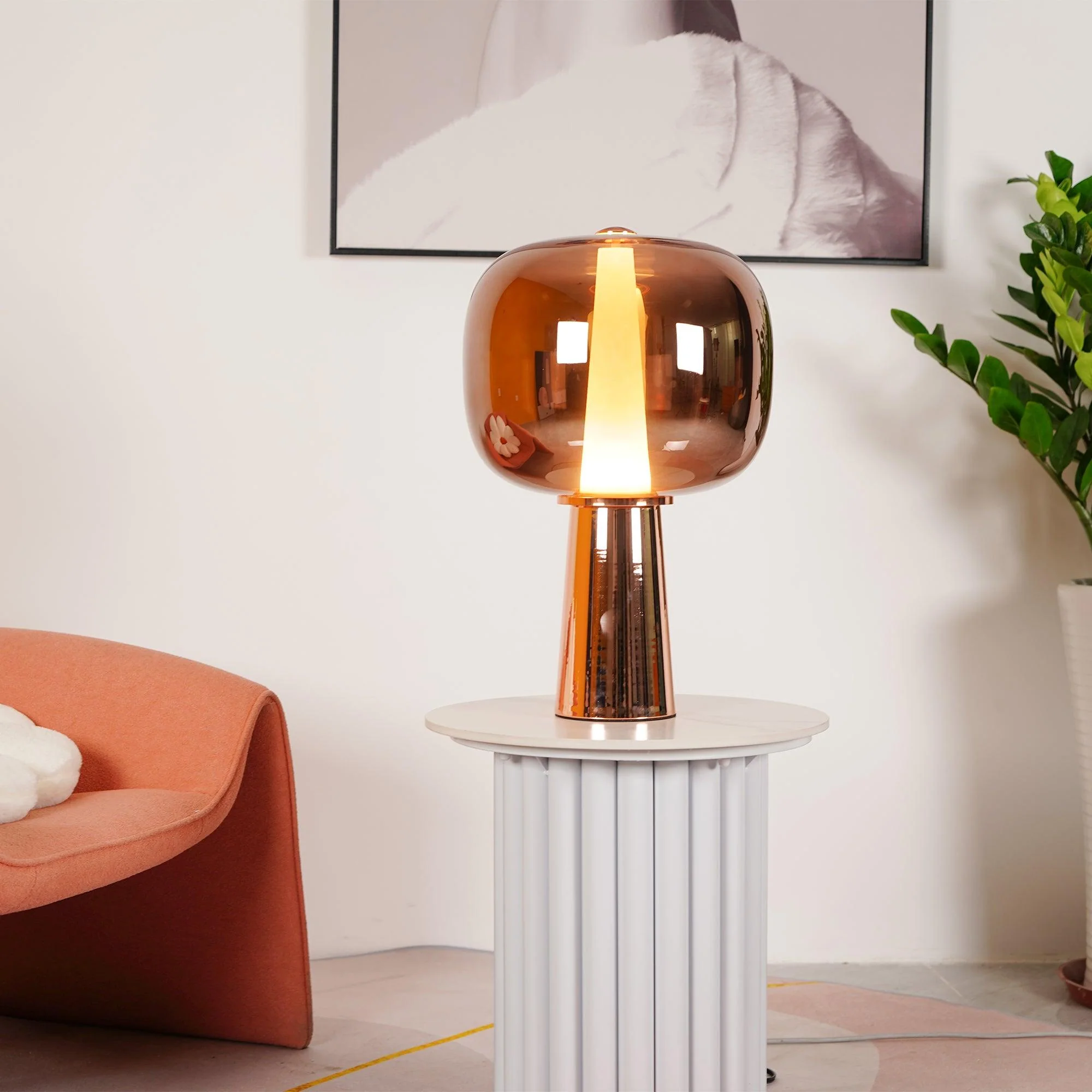 Dusk Dawn Table Lamp - ∅ 13.8″ x H 19.7″ / Dia 35cm x H 50cm / Smoky gray / US plug