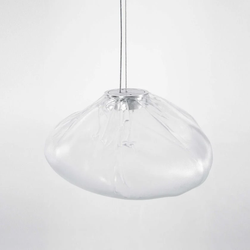 Подвесной светильник Blown Glass Mesh - 20 подвесов, круглое крепление, ∅20см, белый, стекло