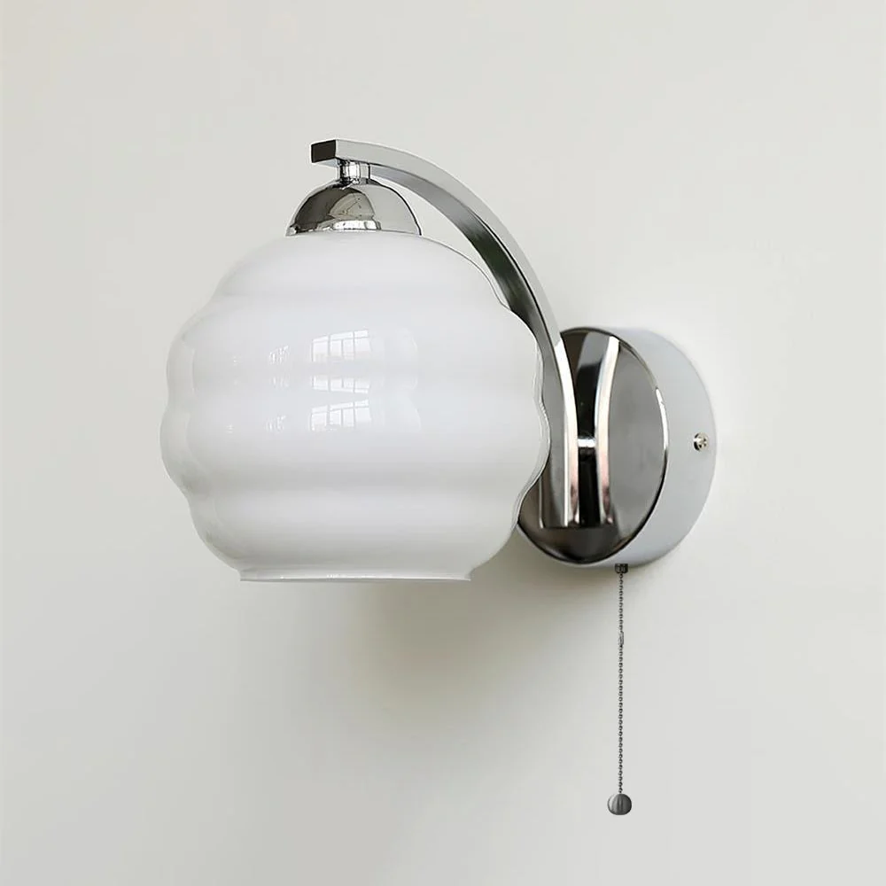 Gatsby Wall Lamp - ∅ 5.9″ x H 6.3″ / Dia 15cm x H 16cm / Chrome+Beige / Set of 2