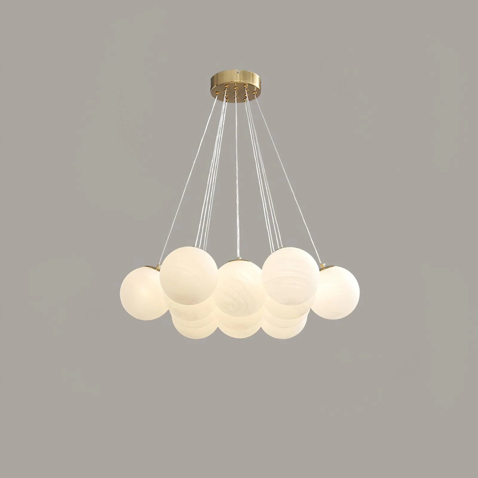 Люстра Glass Cluster - 19 подвесов ∅75см x 150см, золотой, белый