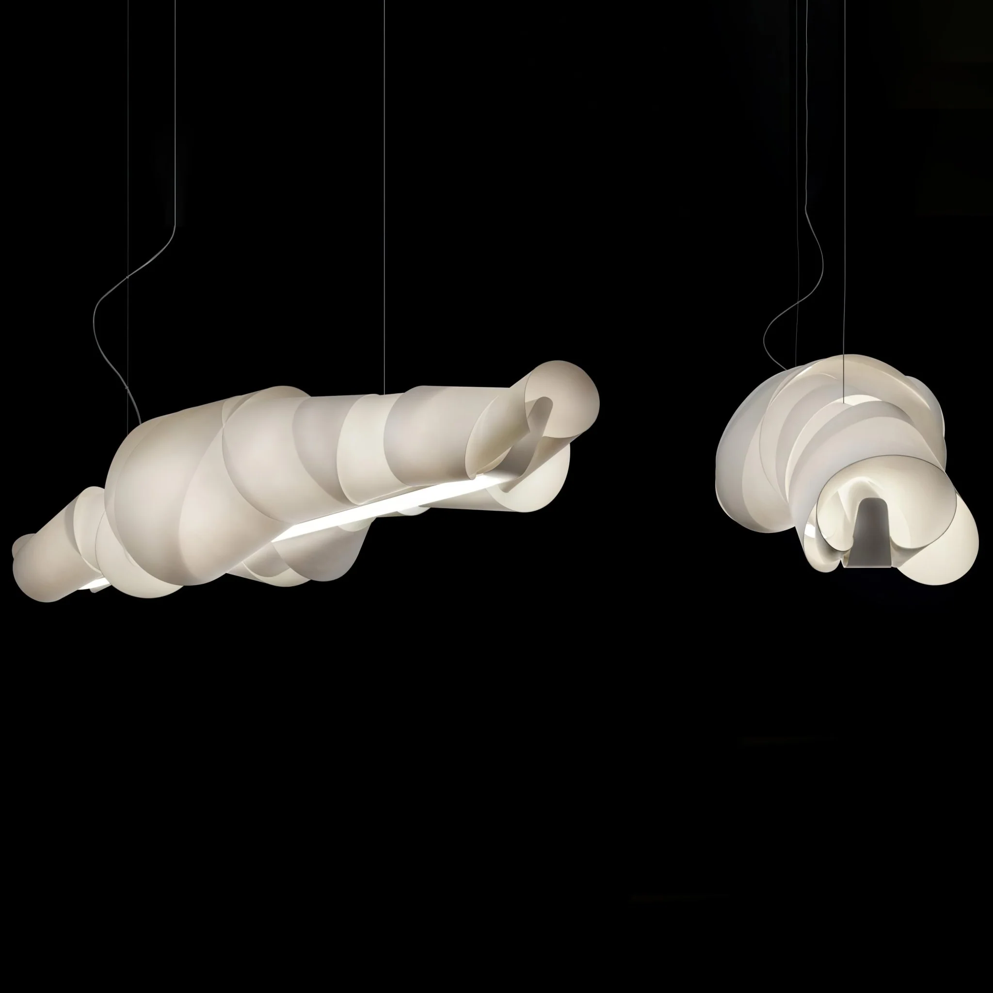 Люстра Caterpillar - ∅150см x 35см, белый, теплый свет