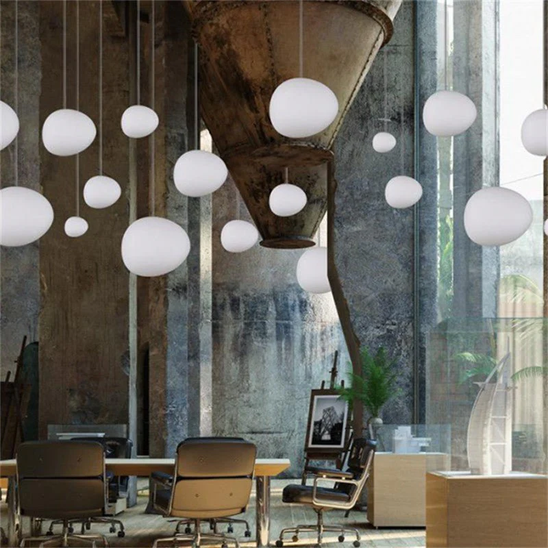 Подвесной светильник Gregg Stone Shape Glass - ∅23см x 16см, белый, теплый свет