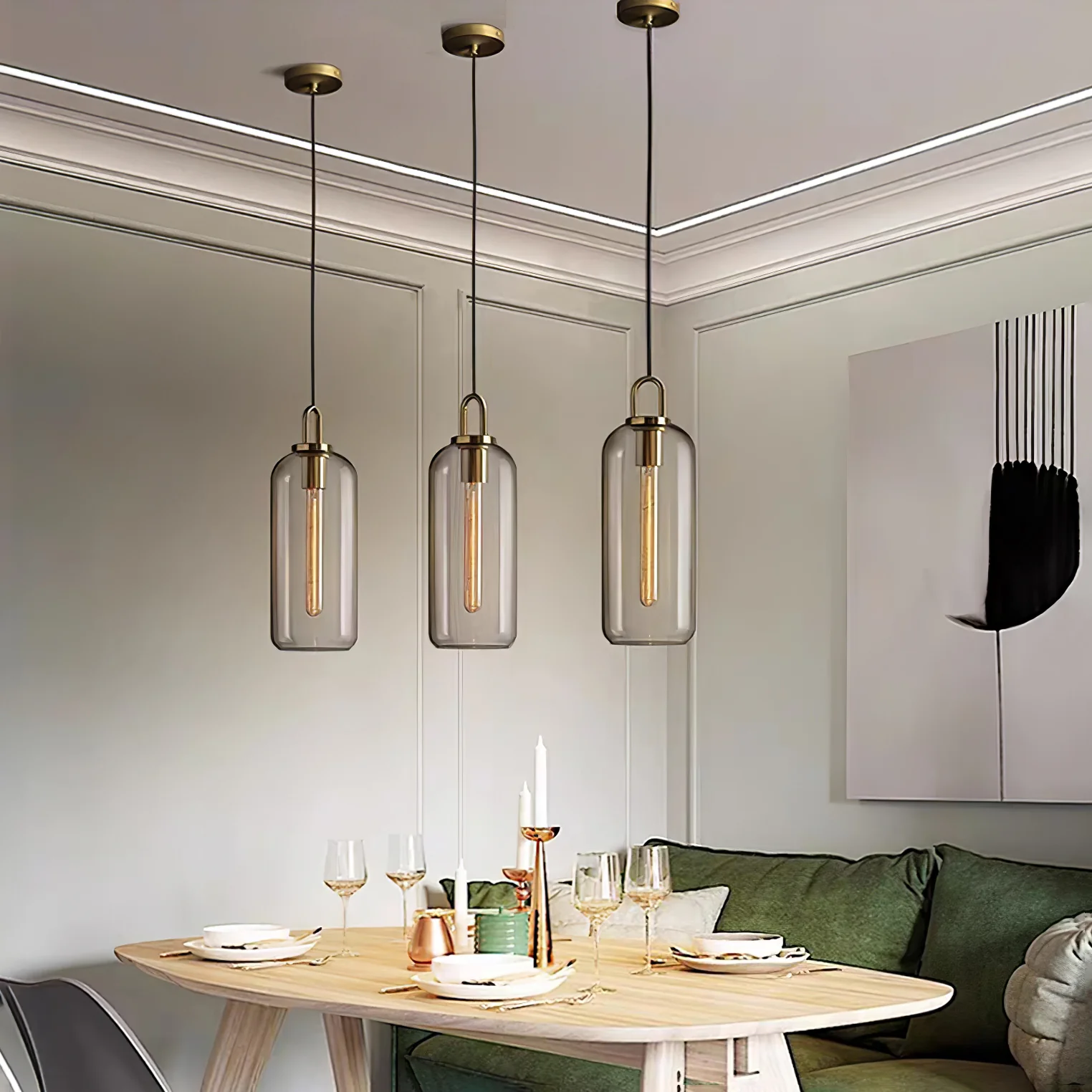 Подвесной светильник Glass Pendant Swag - ∅25см х 34см, прозрачное стекло