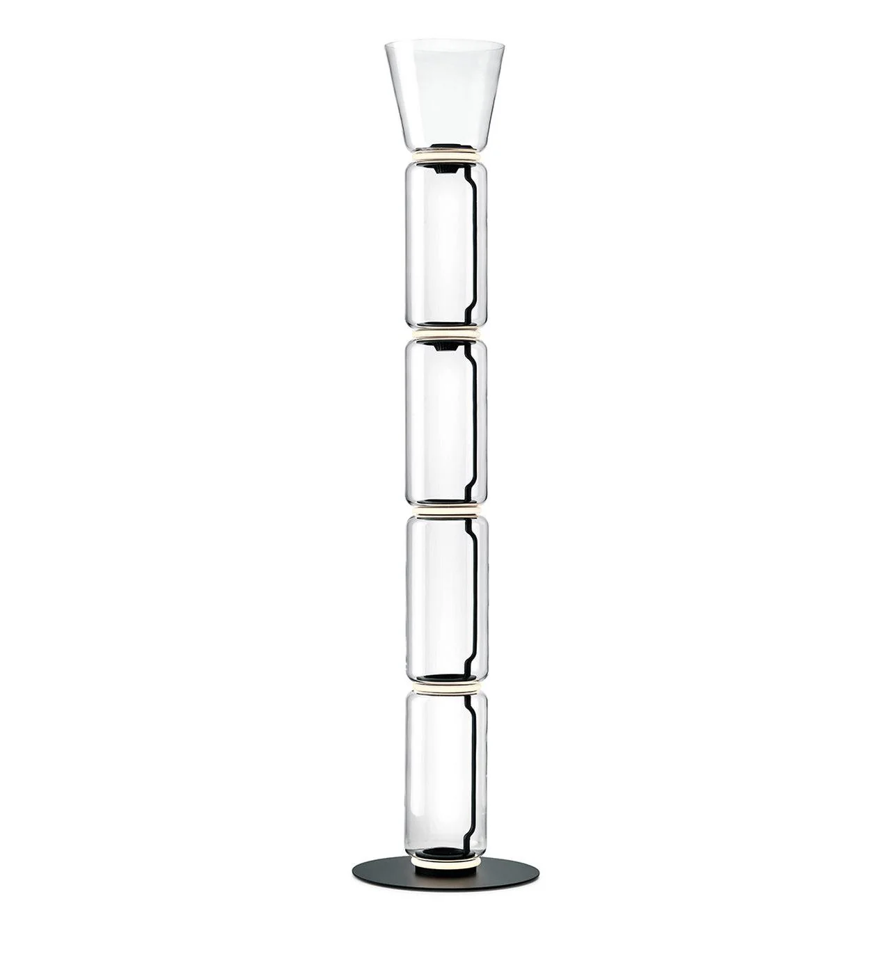 Торшер Bamboo Glass - ∅28см x 57см, стекло, черный, теплый свет