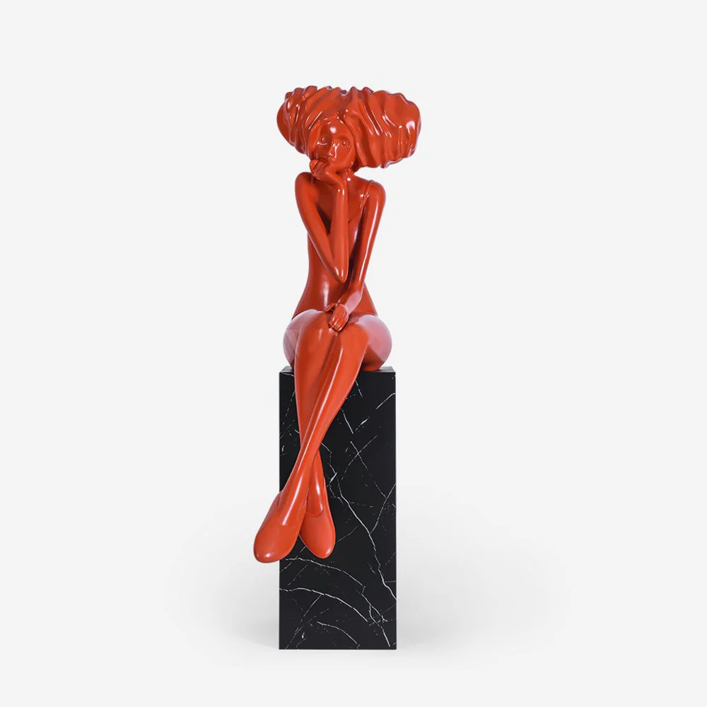 Girl Meditate Sculpture Ornaments - ∅65см x 70см x 152см, синий, металлическое основание