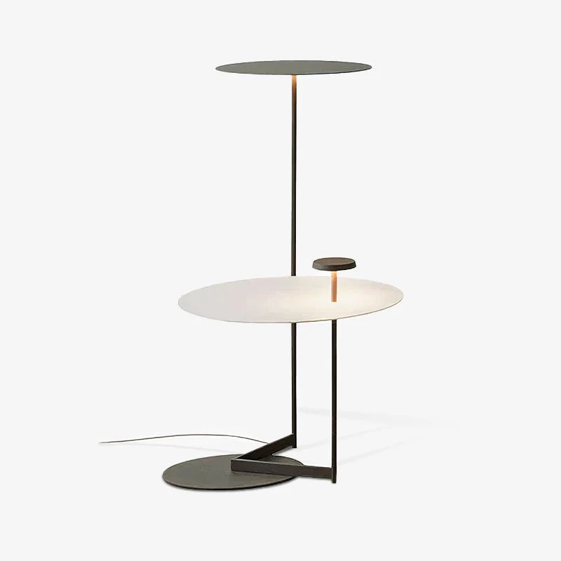 Flat Floor Lamp - ∅ 29.9″ x H 35.4″ / Dia 76cm x H 90cm / Black+White / UK plug